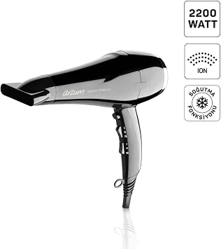 Arzum AR5007 Shiny İyonlu Saç Kurutma Makinesi, 2200W, Siyah