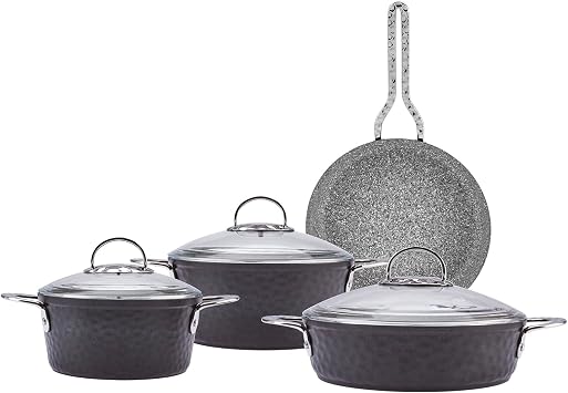 Emsan Nostalji 7 Parça Granit Siyah Tencere Seti
