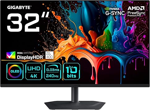 GIGABYTE MO32U2 31.5" QD-OLED 4K 240Hz 0.03ms Gaming Monitor